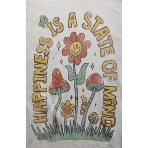 Dom Tee Shirt Happiness Is A State of Mind Flowers Butterfly Graphic Mens‎ XXL